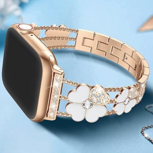 NEW Luxury Rose Gold Bling Diamond Apple Watch Band
